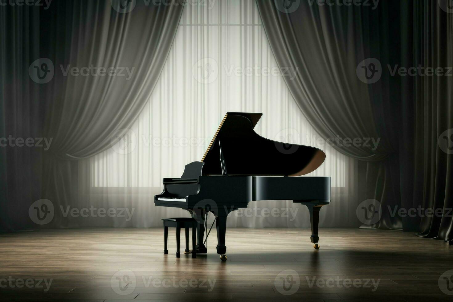 AI generated Ornate Grand piano scene. Generate Ai photo