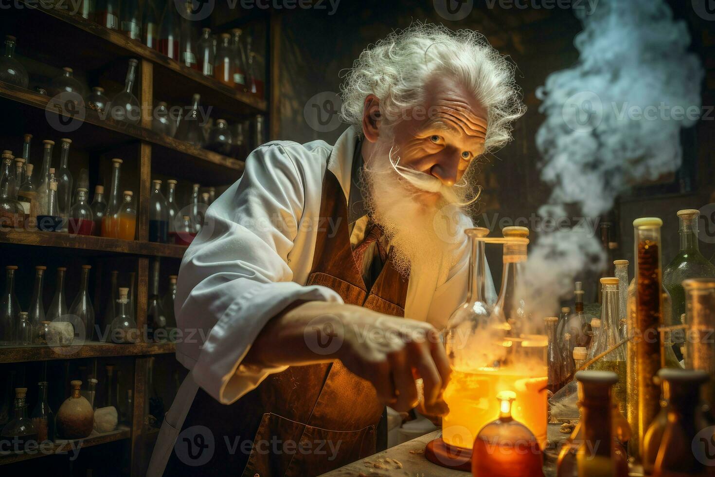 AI generated Old chemist man. Generate Ai photo