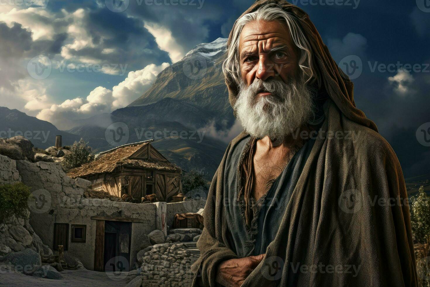 AI generated Ancient greek old man. Generate Ai photo