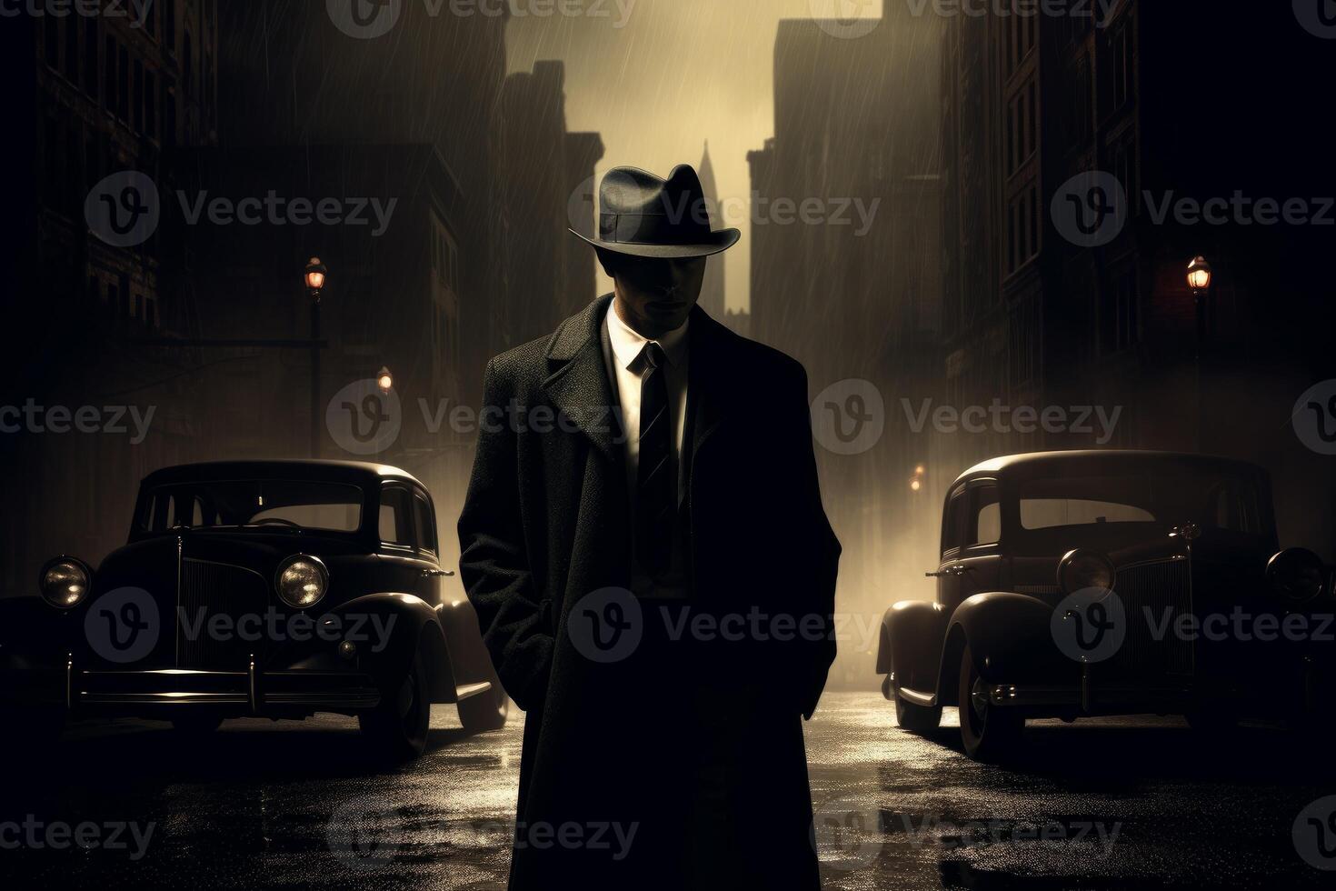 AI generated Stylish Gangster man art. Generate Ai photo