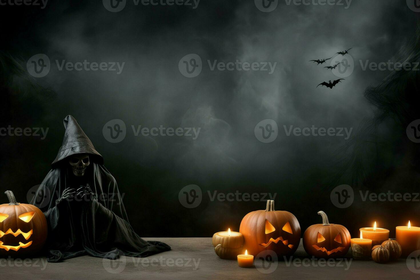 AI generated Spooky Halloween mockup background. Generate Ai photo