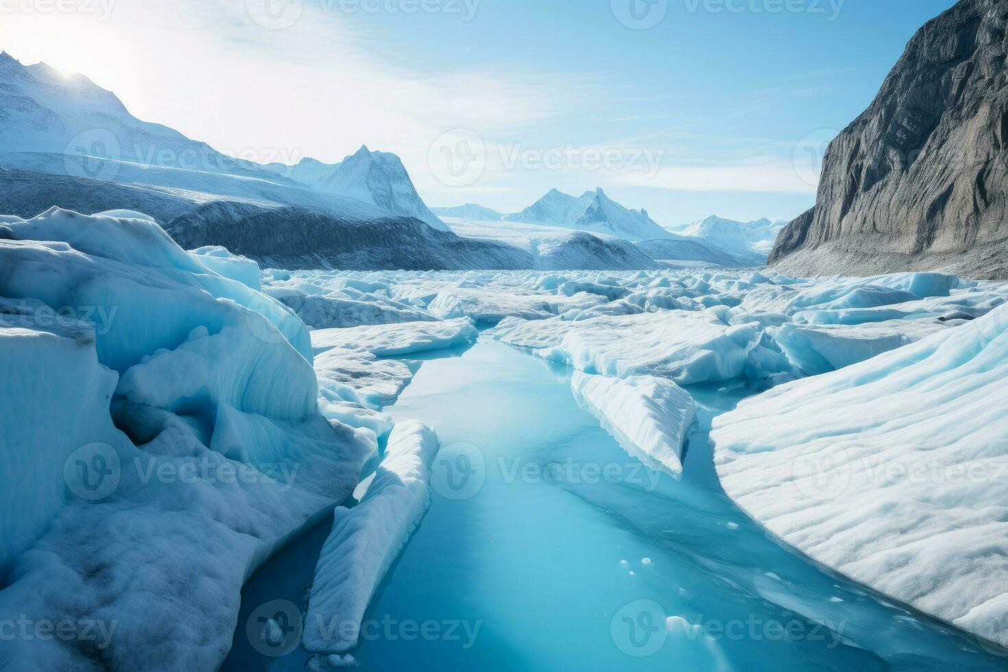 AI generated Gradual Ice sheet melting. Generate Ai photo