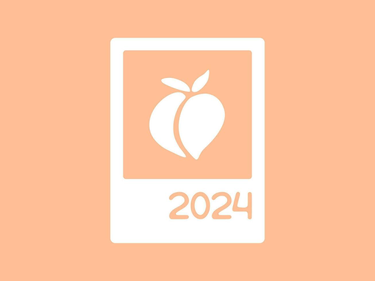 Color of the year 2024. Peach fuzz color card in cartoon style. Banner, background. Vector illustration