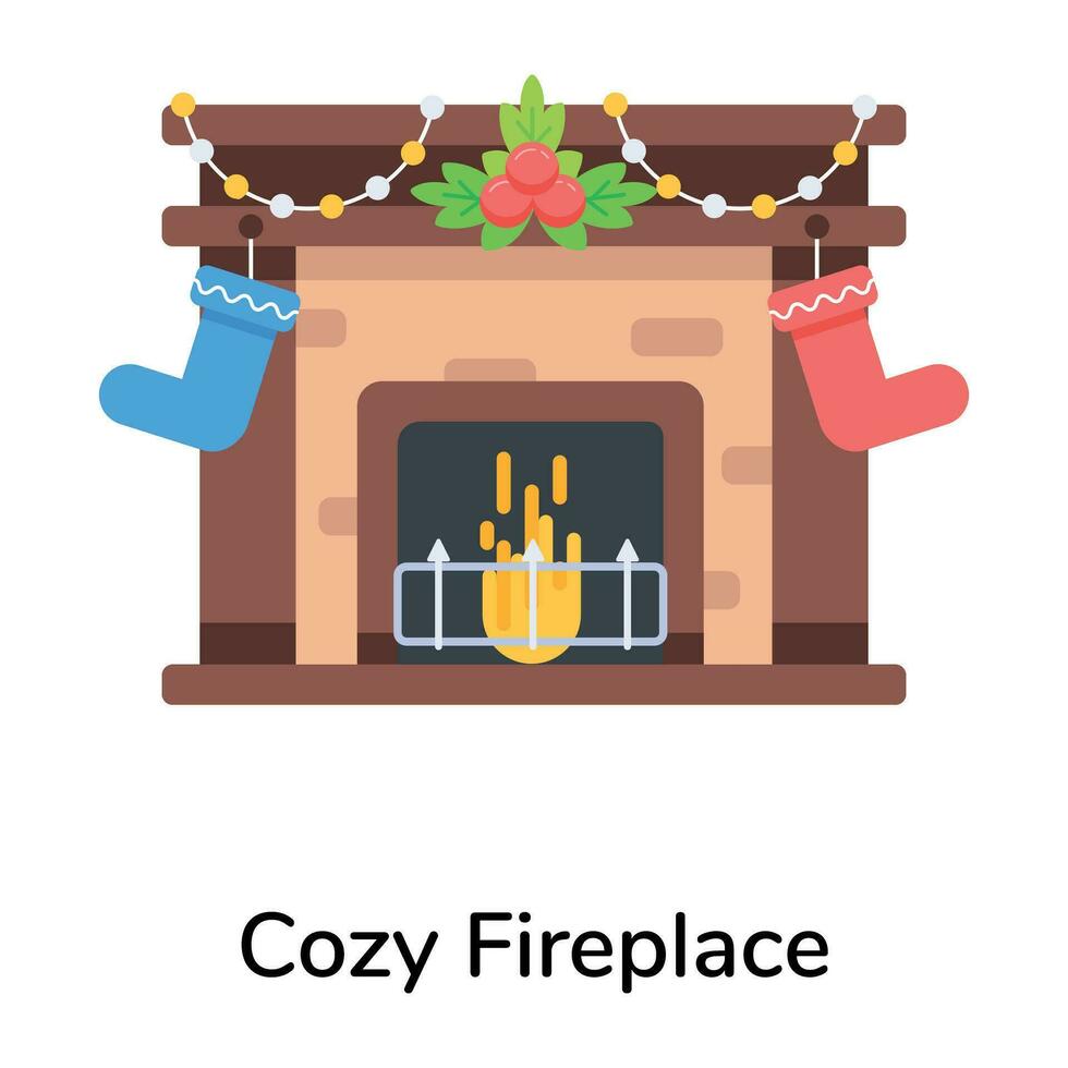 Trendy Cozy Fireplace vector