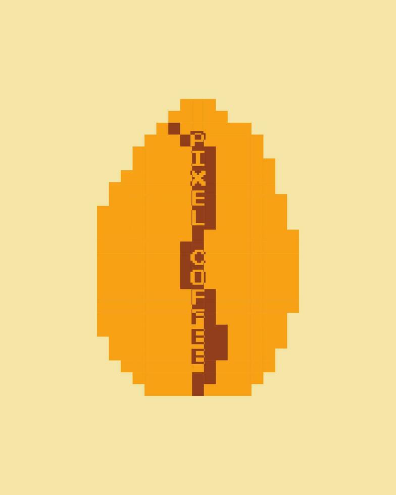 Simple Single Coffee Bean with pixel style vector