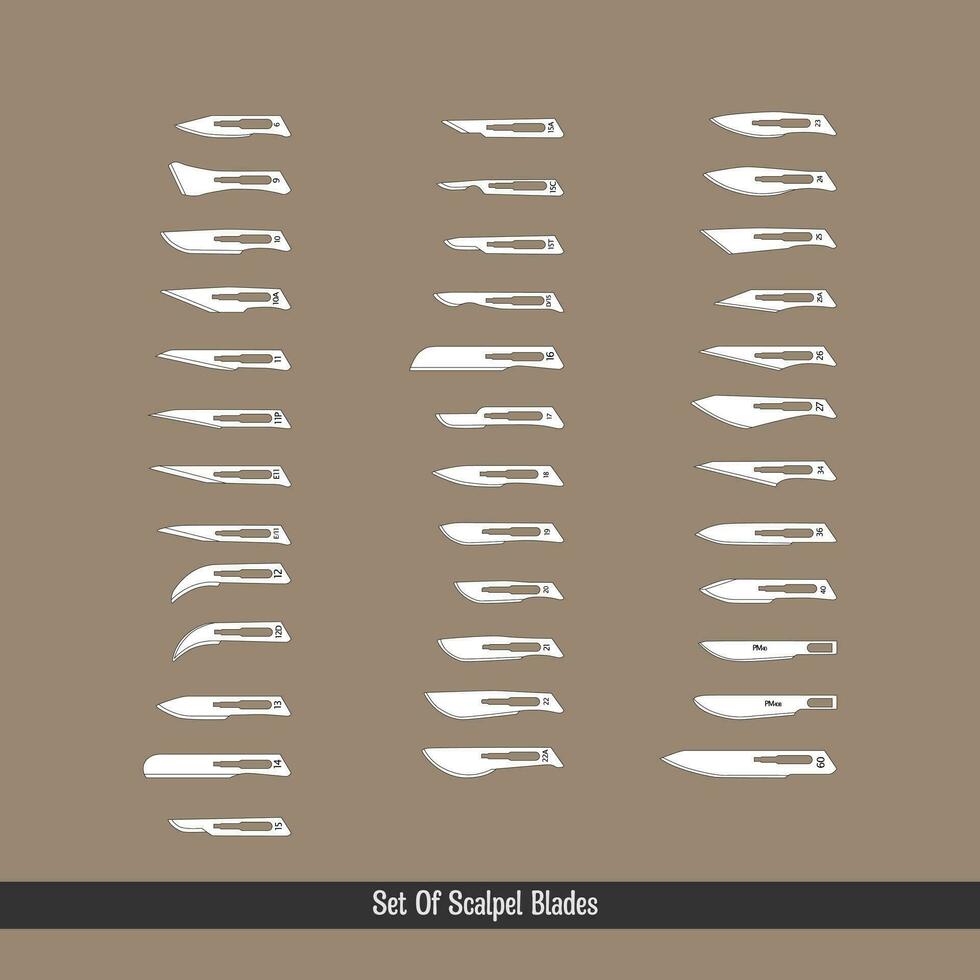 Set of Scalpel Blade Type for Surgery 35322751 Vector Art at Vecteezy
