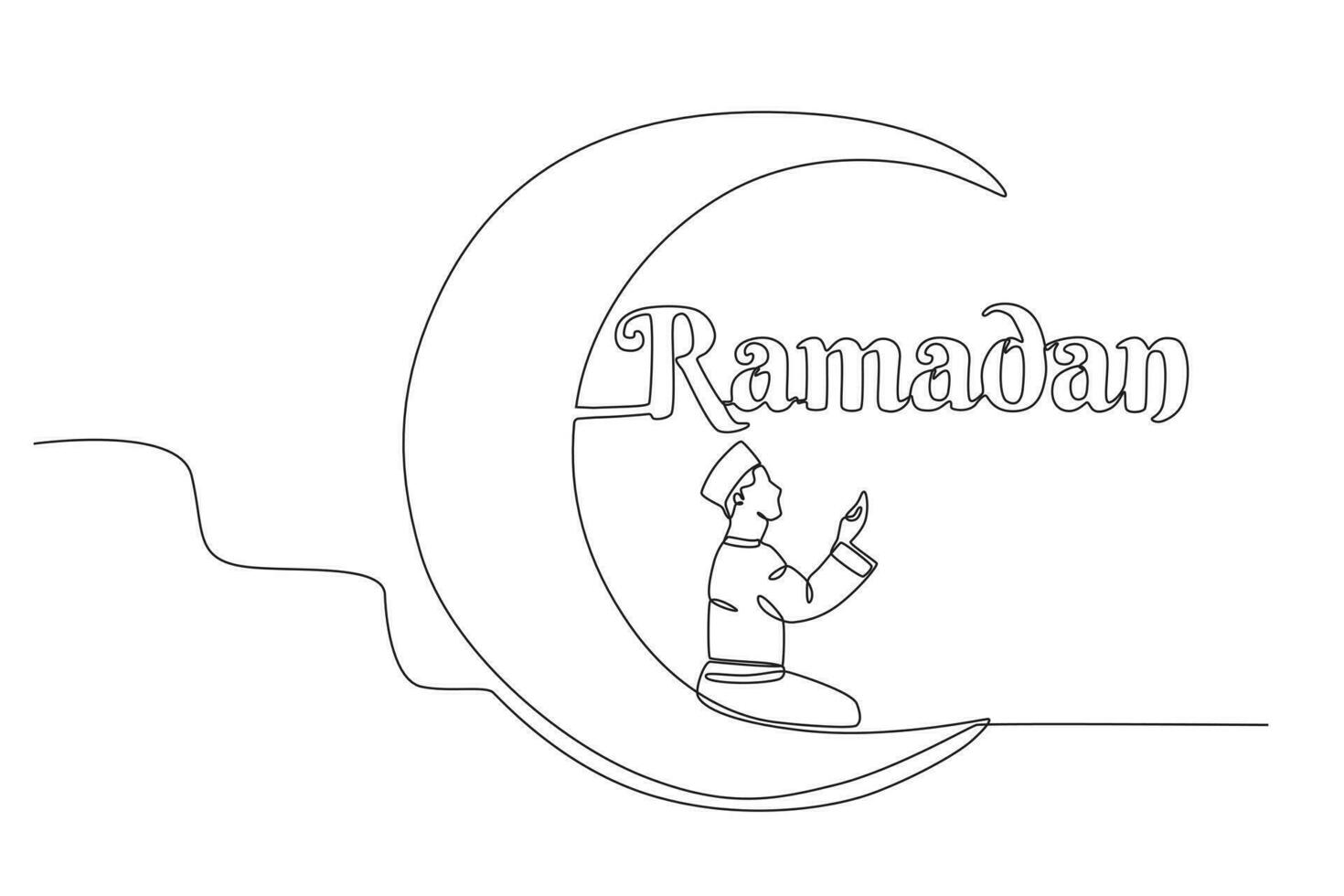 un joven hombre reza en Ramadán vector