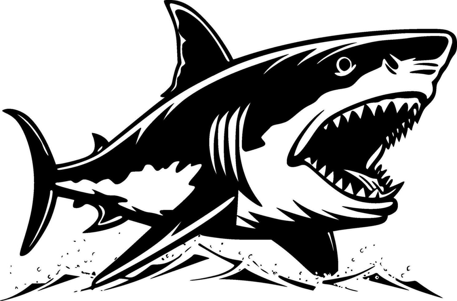 Shark - Black and White Isolated Icon - Vector illustration