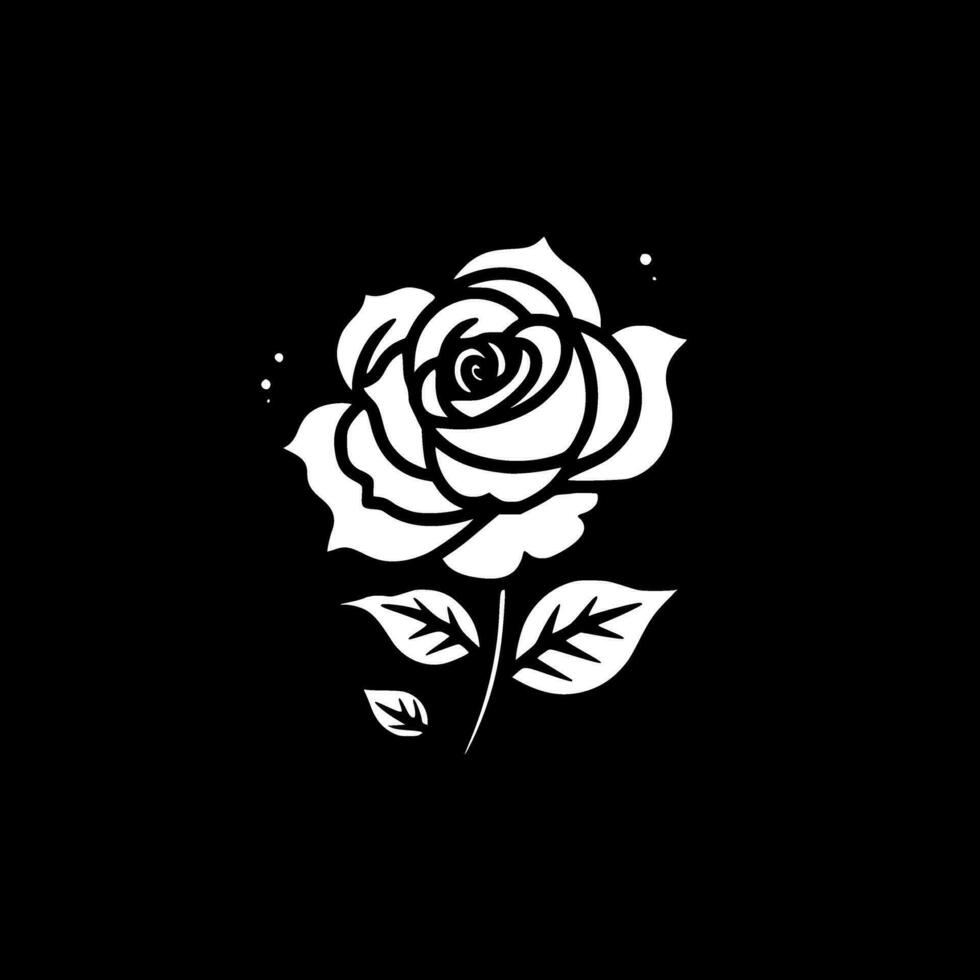 Rose - Black and White Isolated Icon - Vector illustration