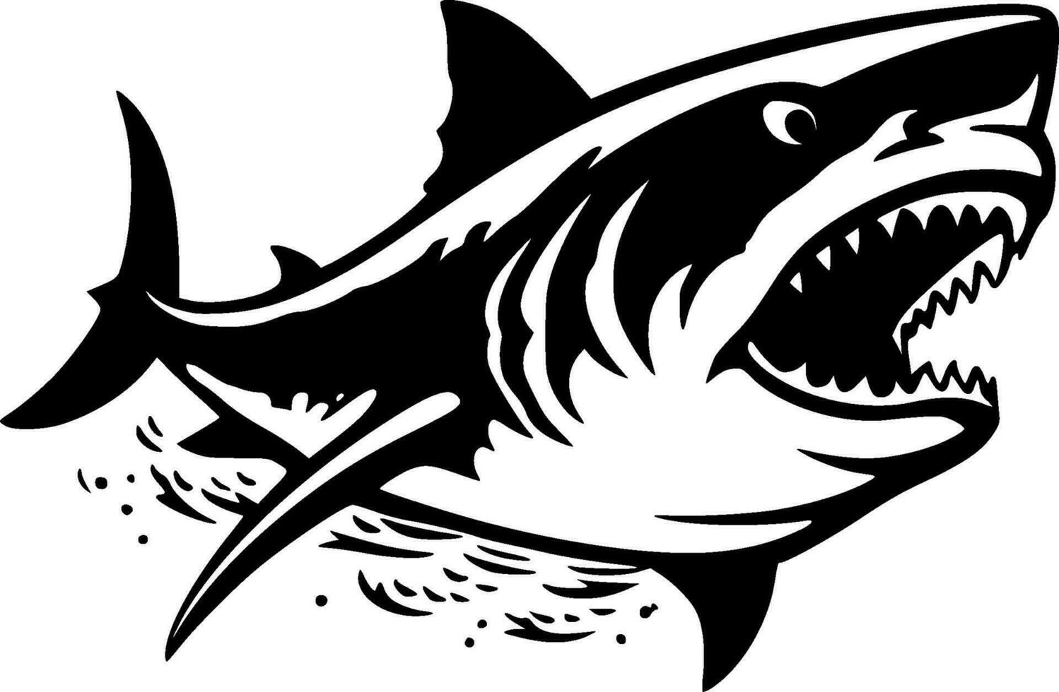 Shark - Black and White Isolated Icon - Vector illustration