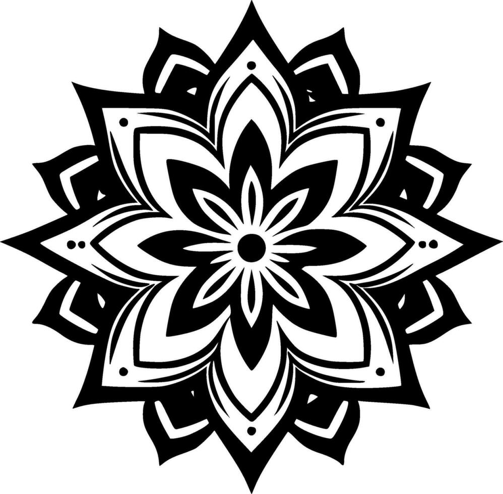 Mandala, Black and White Vector illustration