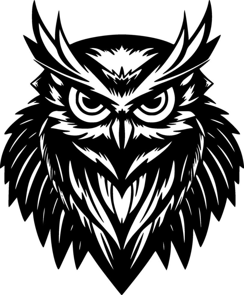 Owl, Black and White Vector illustration