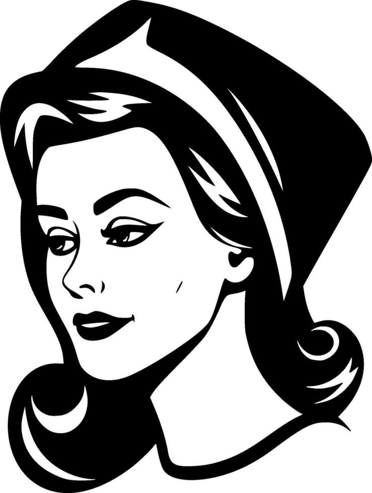 Nurse - Black and White Isolated Icon - Vector illustration