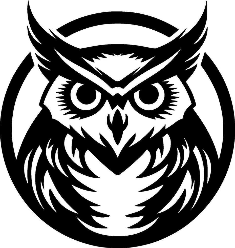 Owl - Black and White Isolated Icon - Vector illustration