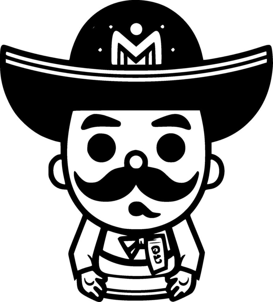 mexicano - negro y blanco aislado icono - vector ilustración