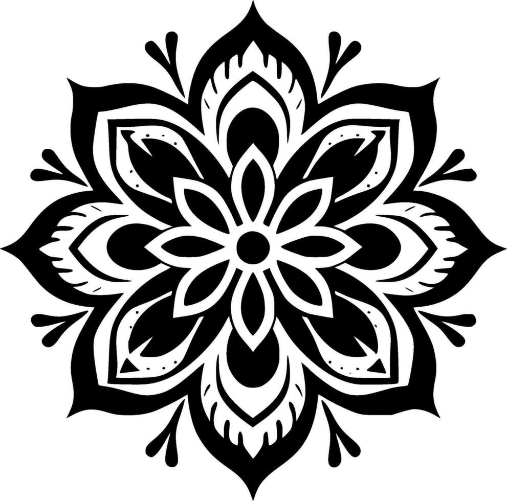 Mandala - Black and White Isolated Icon - Vector illustration