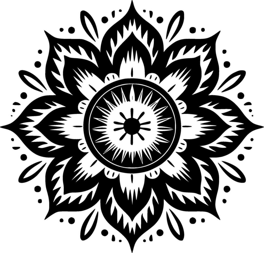 Mandala, Black and White Vector illustration