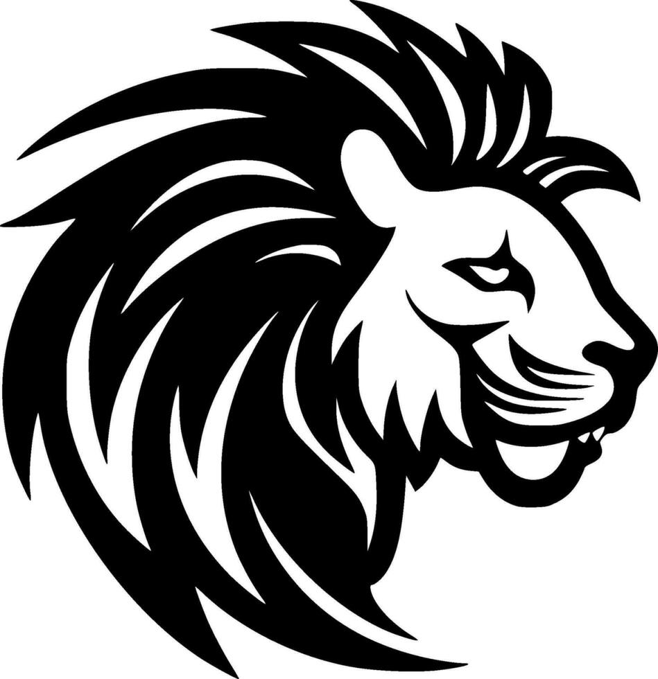 Lion, Black and White Vector illustration