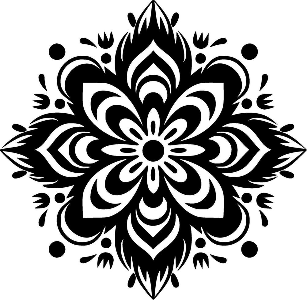 mandala - negro y blanco aislado icono - vector ilustración