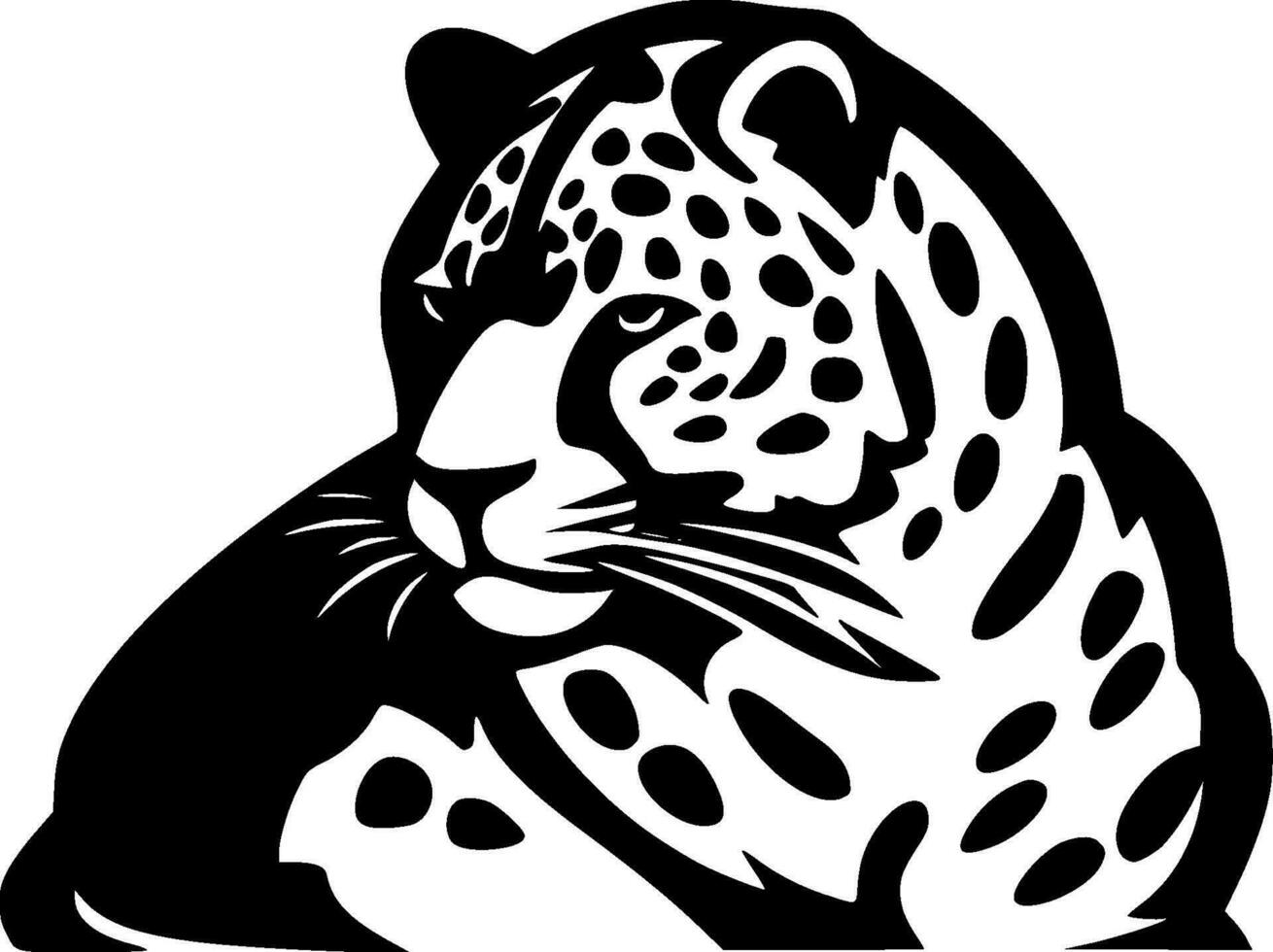 leopardo - negro y blanco aislado icono - vector ilustración