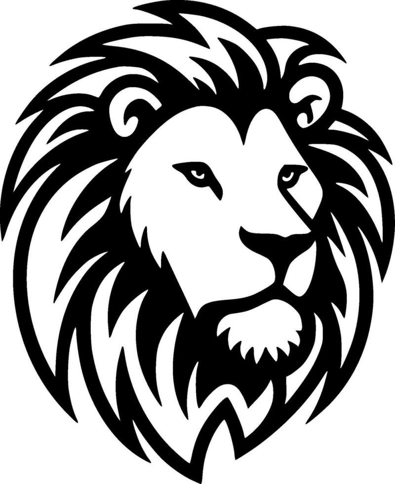 Lion - Black and White Isolated Icon - Vector illustration