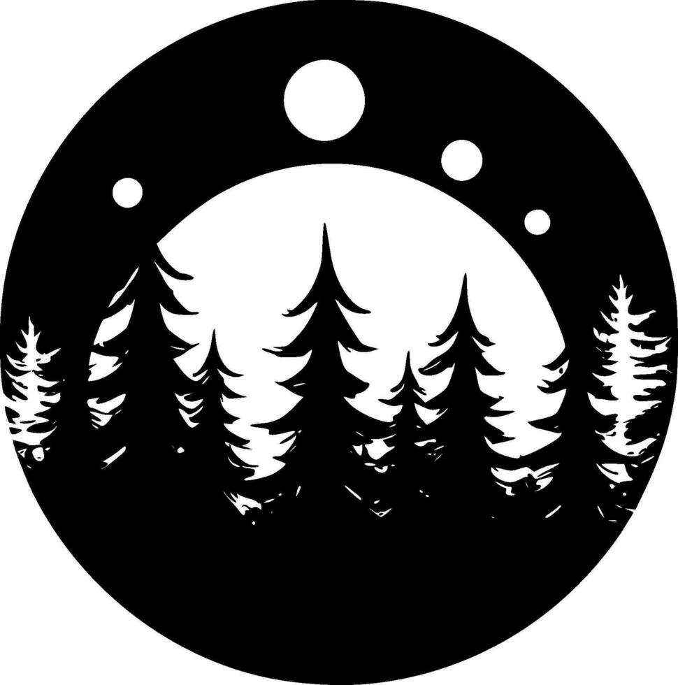 Forest, Black and White Vector illustration