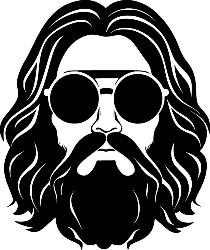 hippy - negro y blanco aislado icono - vector ilustración