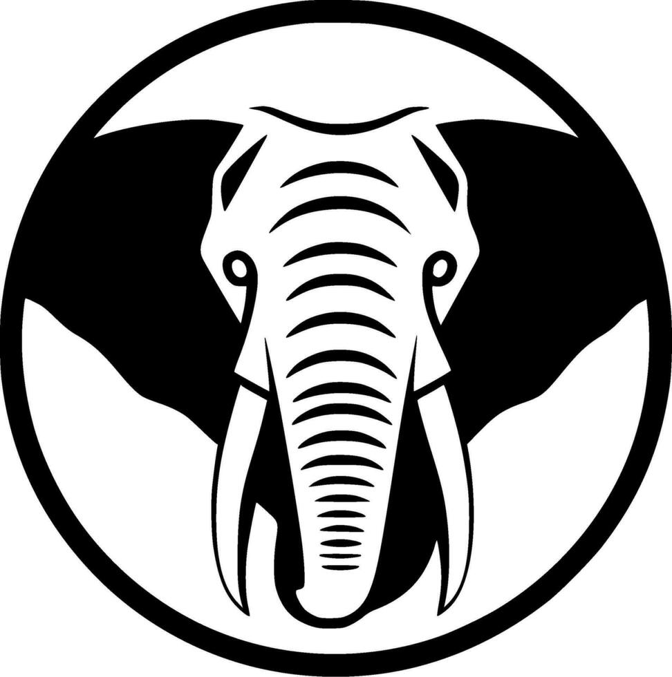 Elephant, Black and White Vector illustration