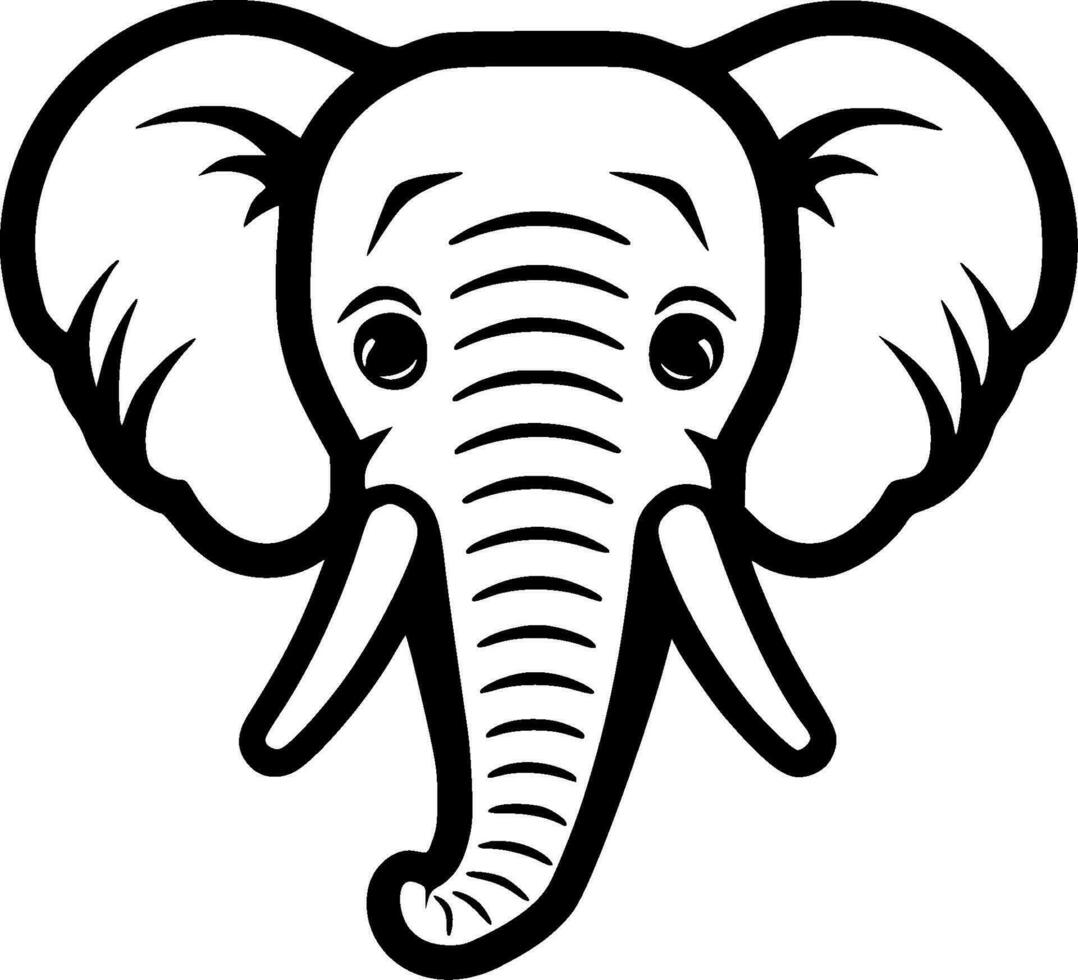 Elephant - Black and White Isolated Icon - Vector illustration