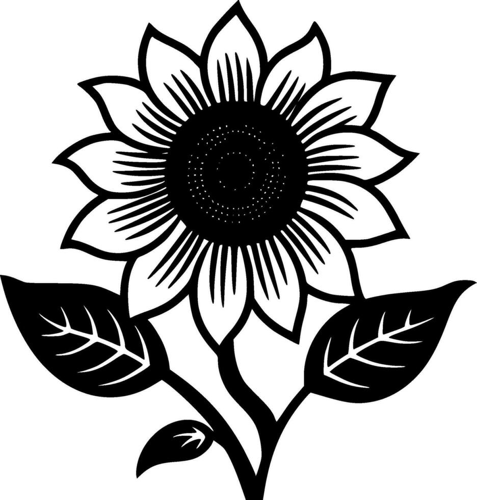 Flower, Black and White Vector illustration