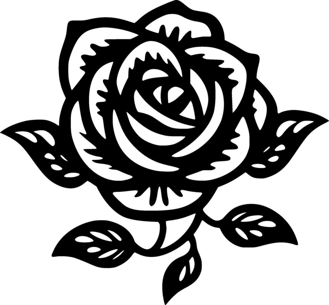 Flower, Black and White Vector illustration