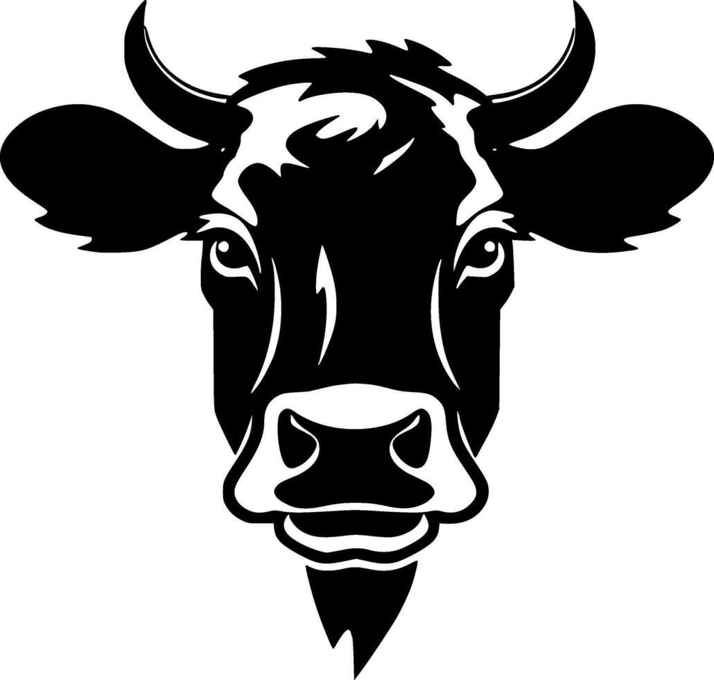 vaca - negro y blanco aislado icono - vector ilustración