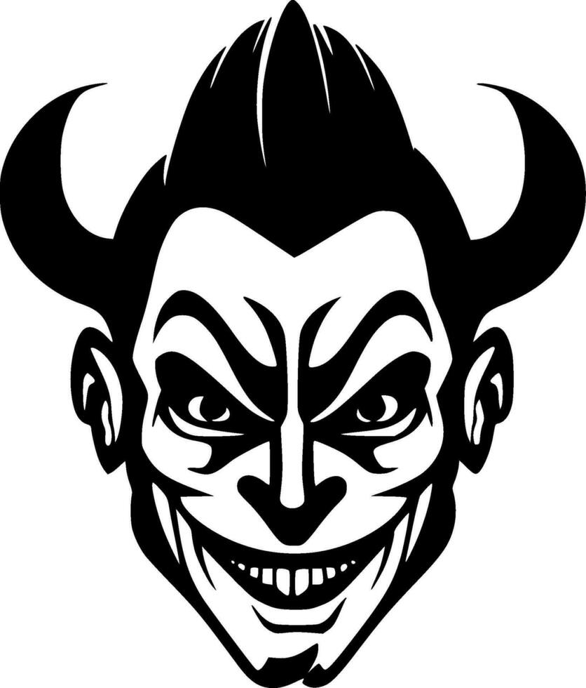 Clown, Black and White Vector illustration