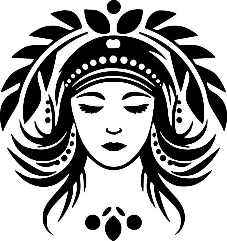 Boho, Black and White Vector illustration