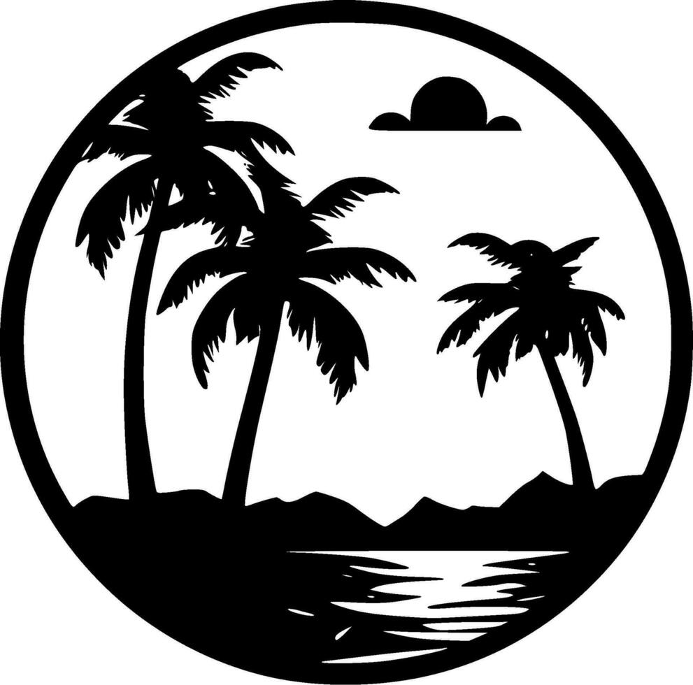 Beach, Black and White Vector illustration