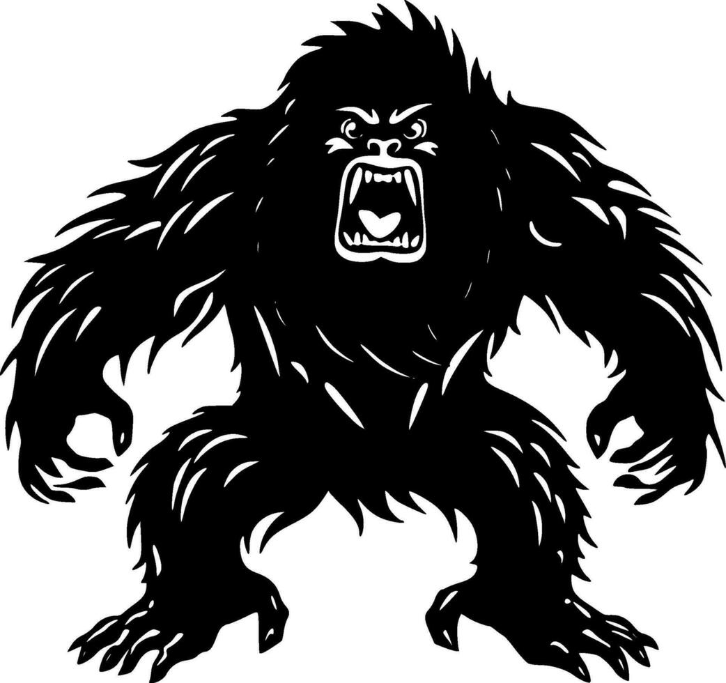 Bigfoot, Black and White Vector illustration