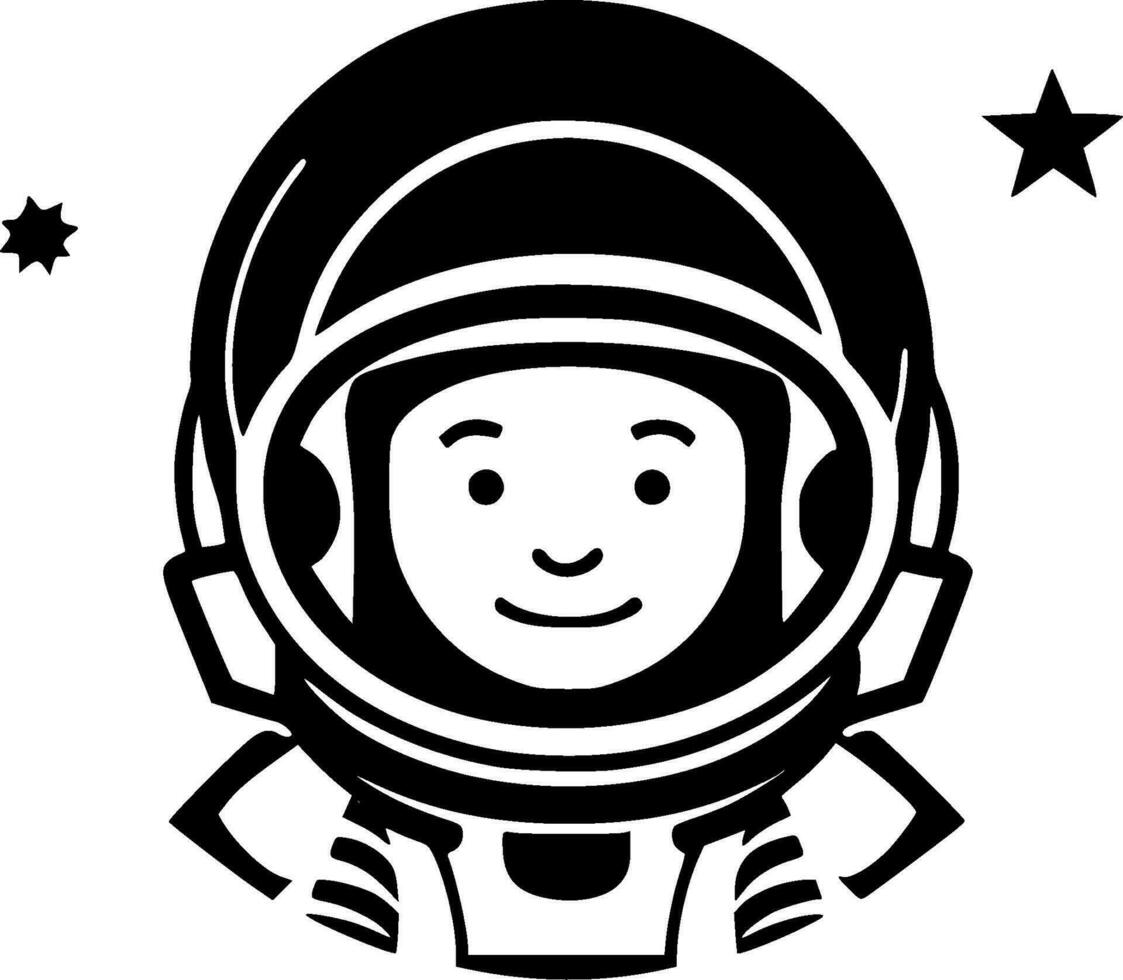 astronauta - negro y blanco aislado icono - vector ilustración