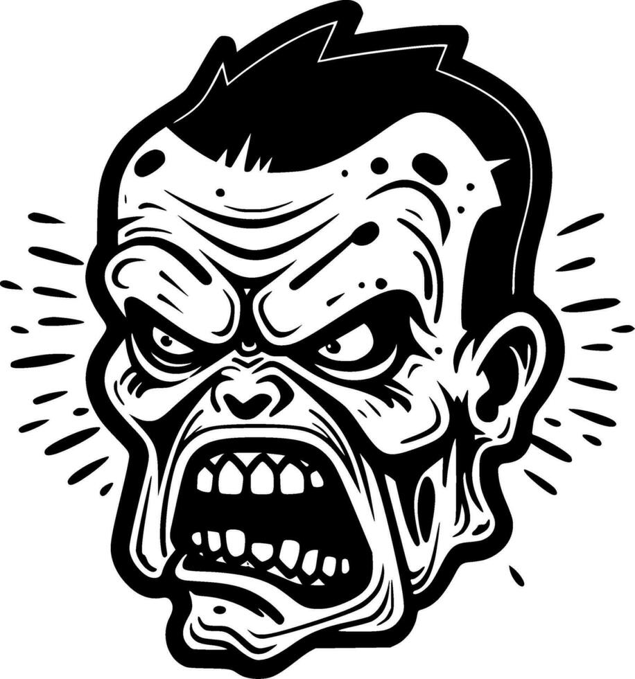 zombi - negro y blanco aislado icono - vector ilustración