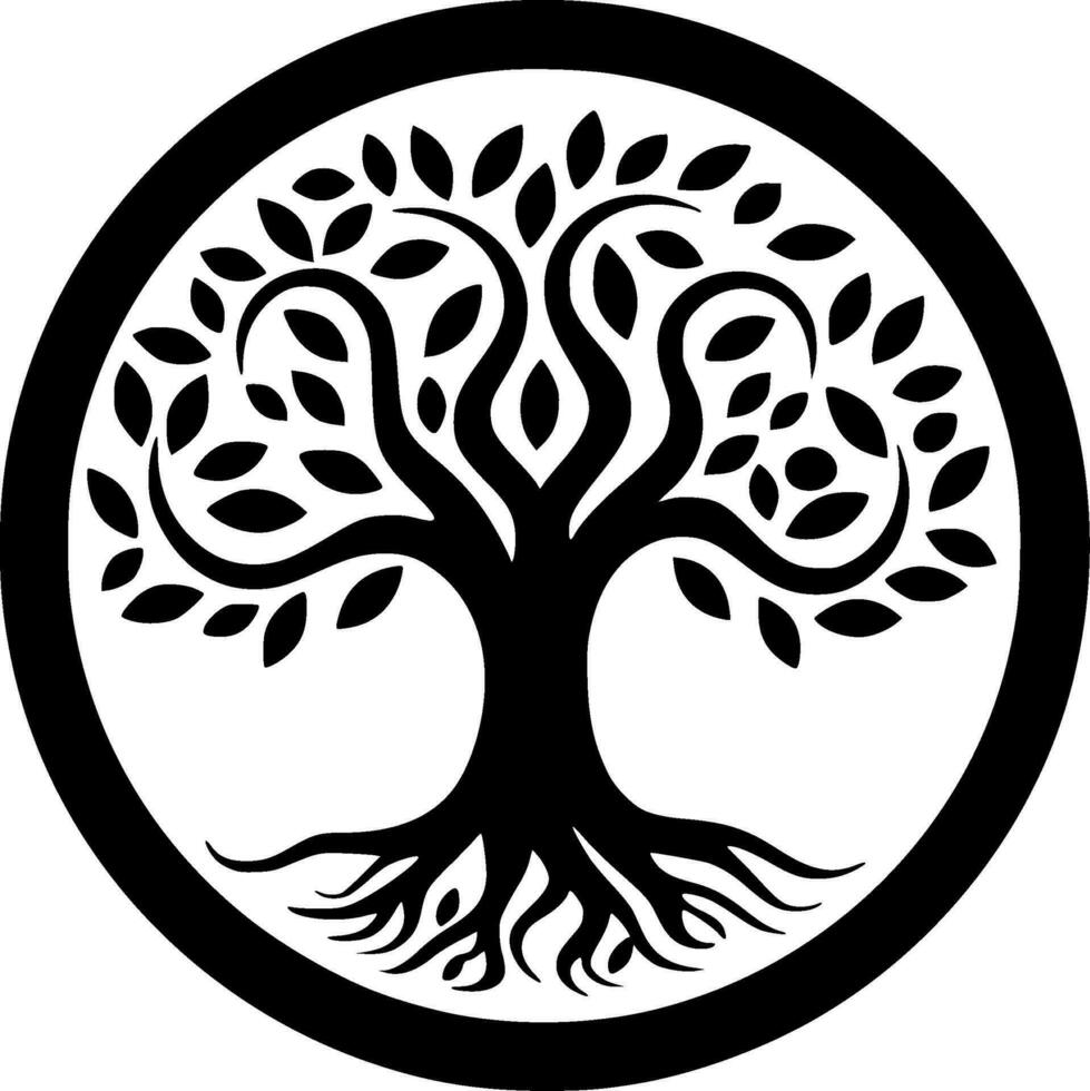 Tree, Black and White Vector illustration