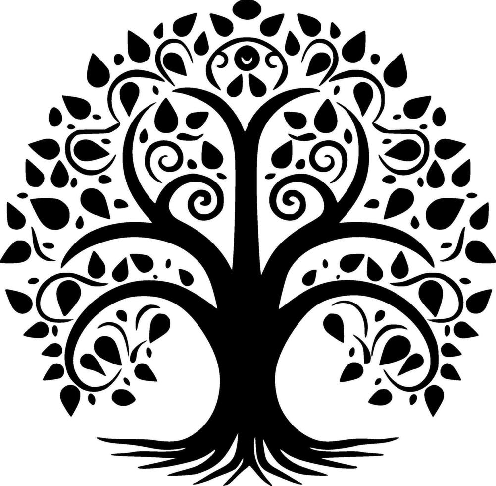 Tree - Black and White Isolated Icon - Vector illustration