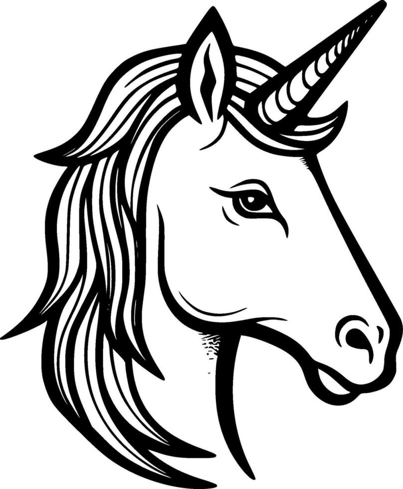 Unicorn - Black and White Isolated Icon - Vector illustration