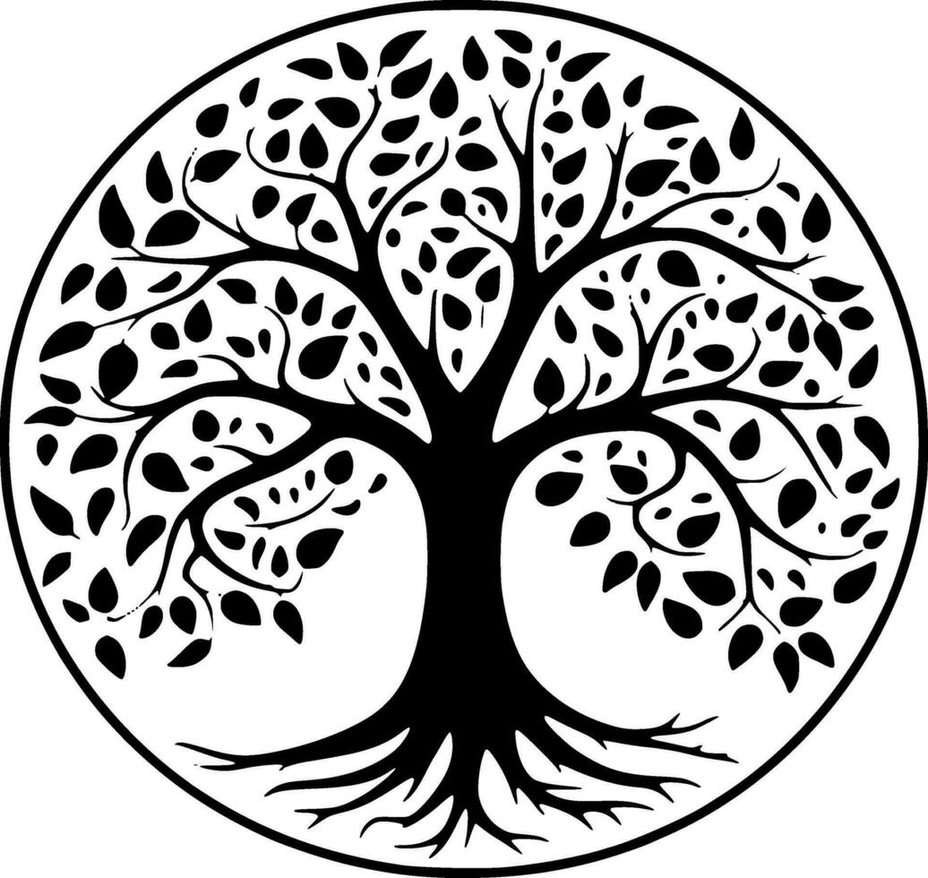 Tree, Black and White Vector illustration