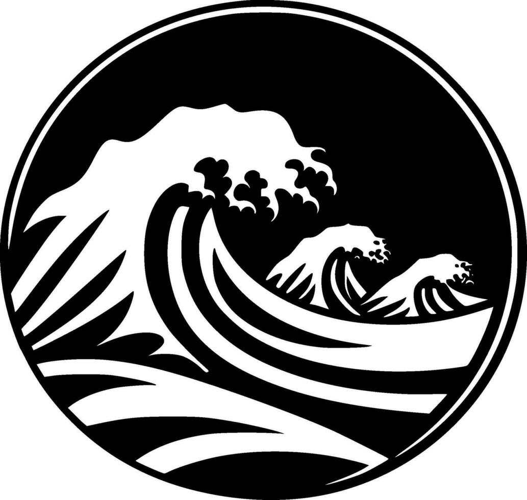 Waves, Black and White Vector illustration