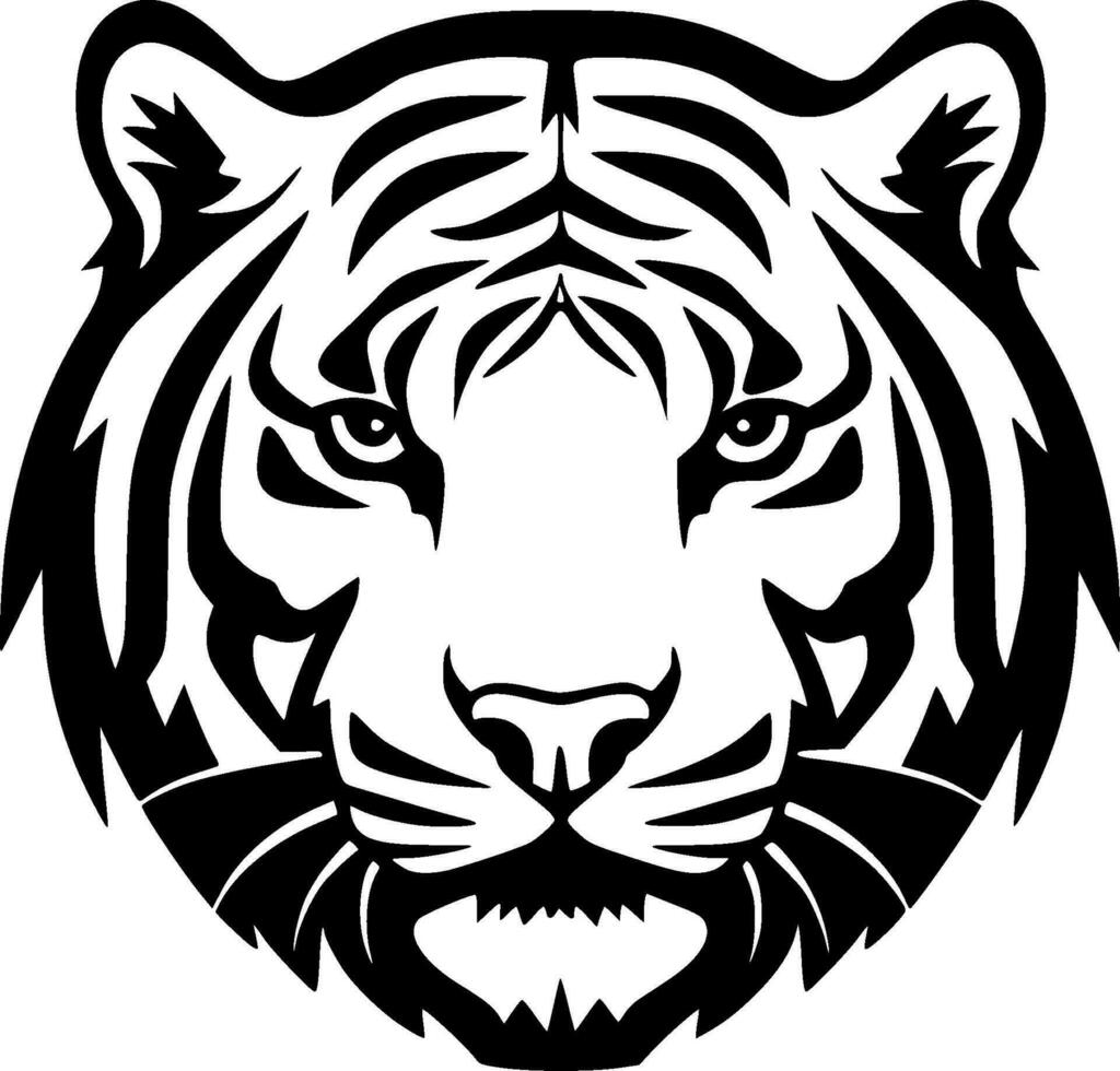 Tiger, Black and White Vector illustration