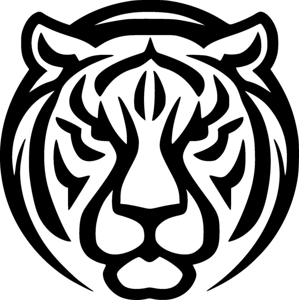 Tiger, Black and White Vector illustration
