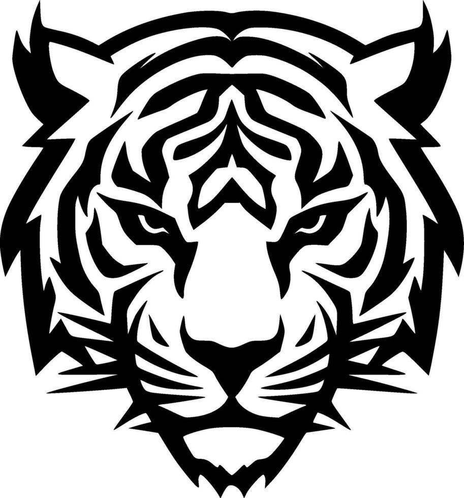 Tigre - negro y blanco aislado icono - vector ilustración