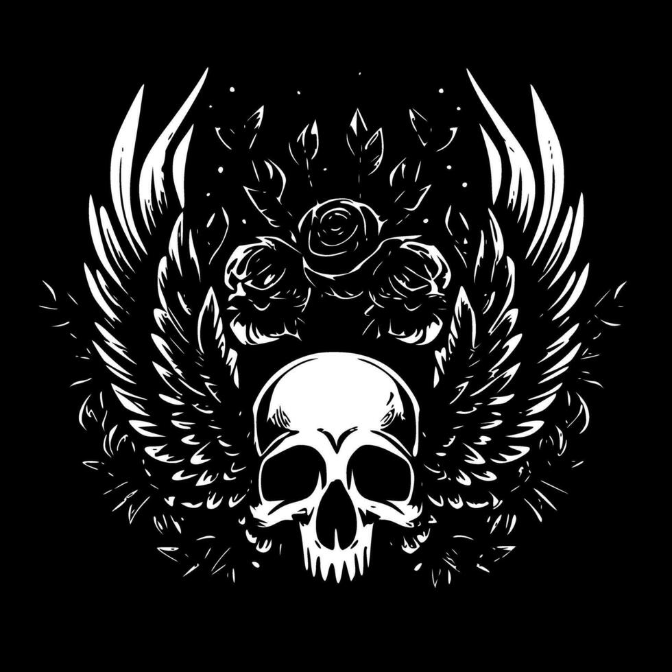 Skull, Black and White Vector illustration