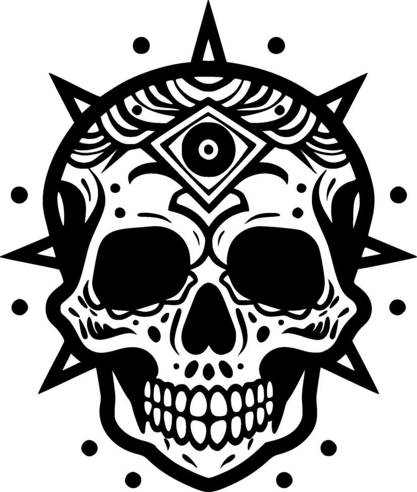 Skull, Black and White Vector illustration