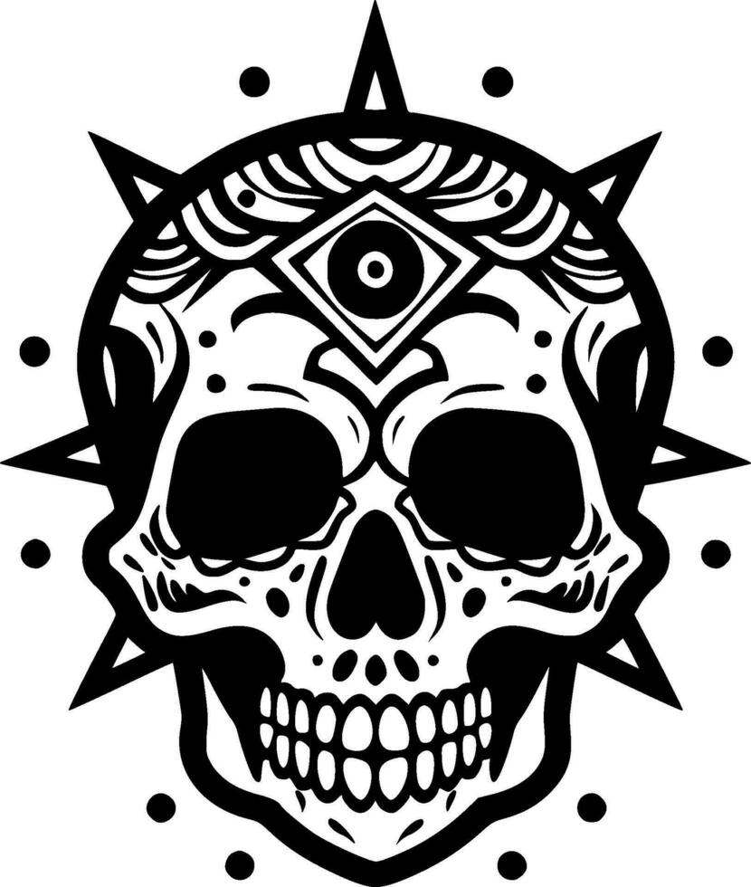 Skull, Black and White Vector illustration