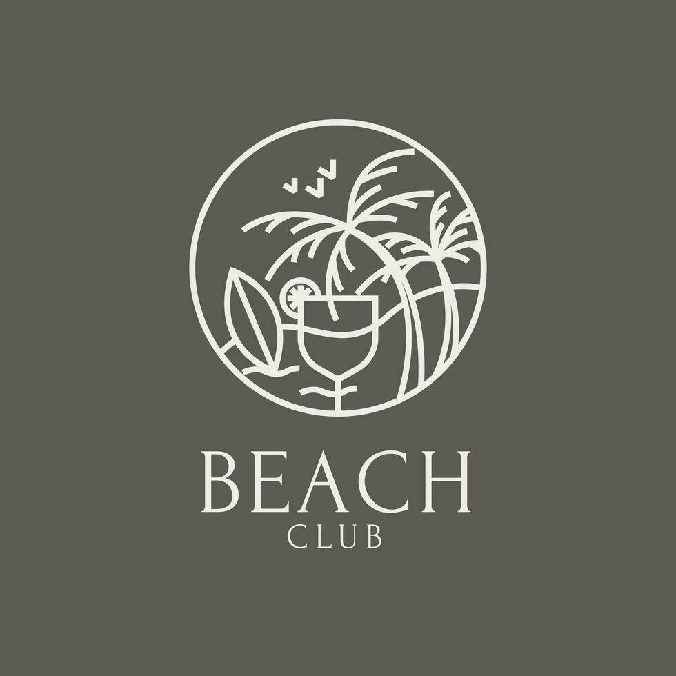 Vector monoline beach club summer holidays badge logo template